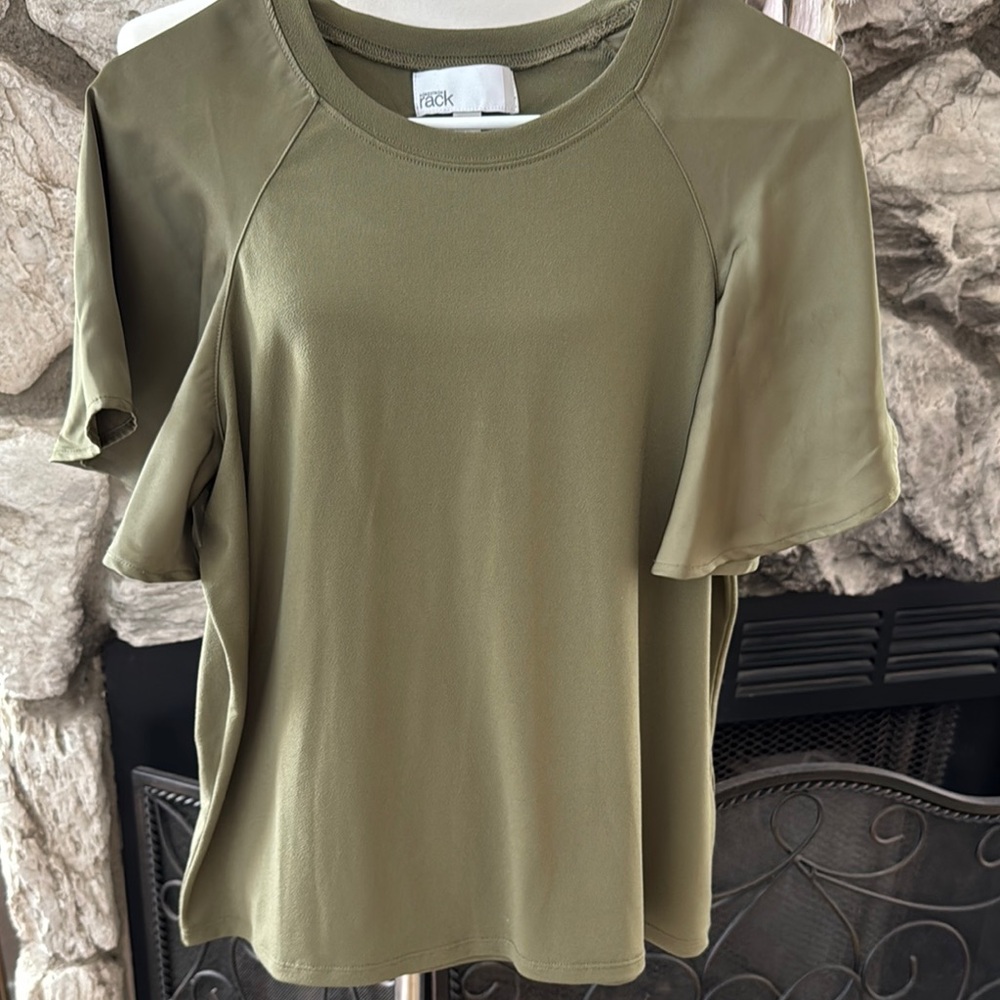 Nordstrom Green Raglan Short Sleeve Fitted Tee